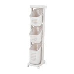 4-tier Storage Rack Laundry Basket With Wheels | White