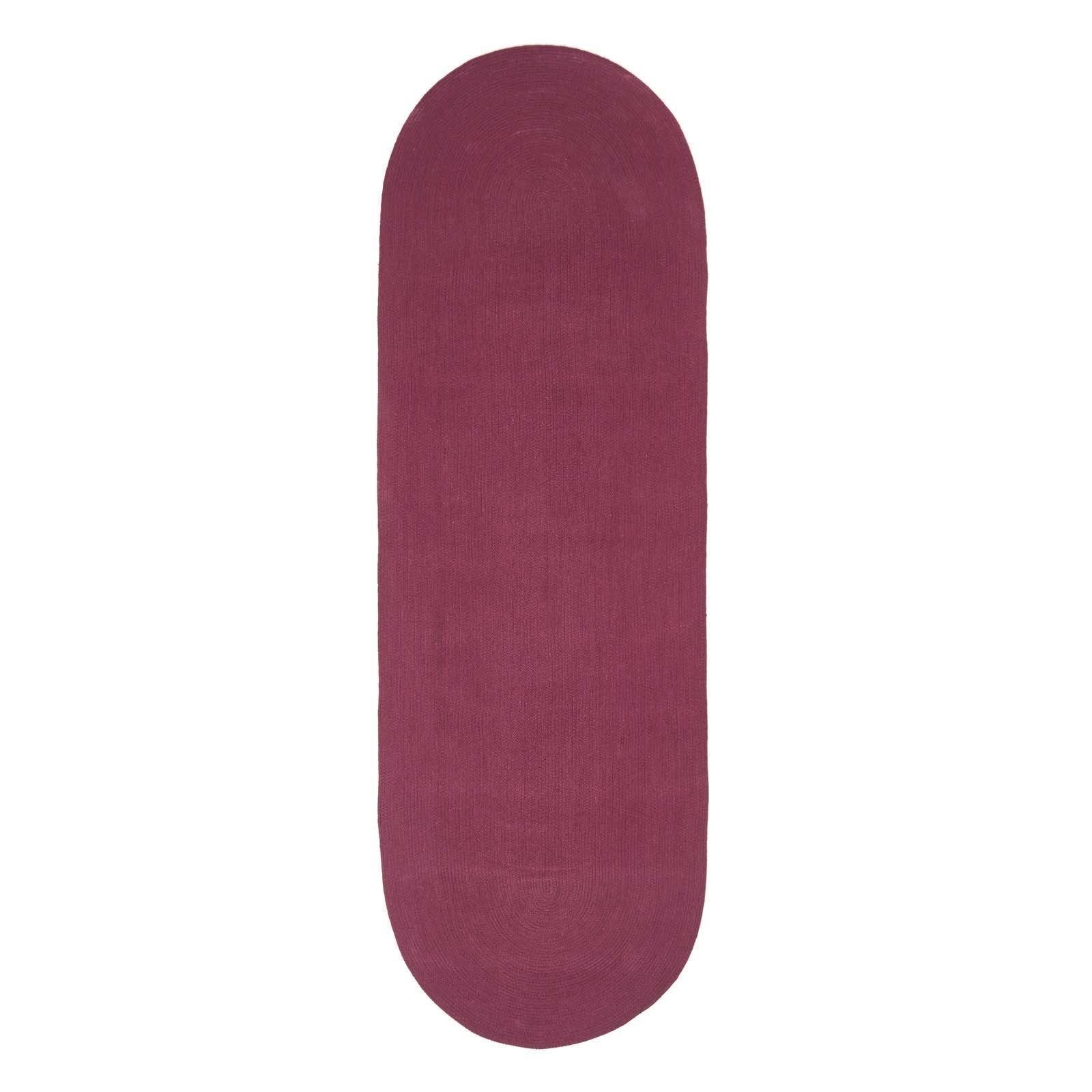 Handmade Woven Braided Oval Rug | 200cm | Plum