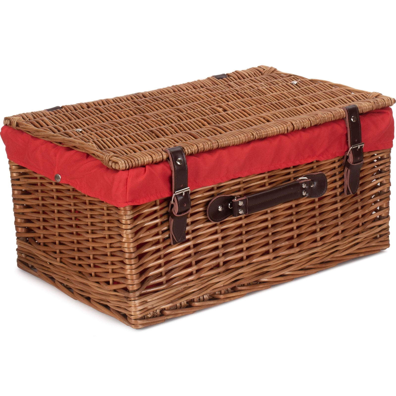Wicker Double Steamed 51cm Picnic Basket | Red