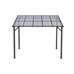 Outdoor Wall-mounted Gazebo Canopy With Polycarbonate Roof, Heavy Duty Patio Pergola Shelter, Uv Resistant Waterproof Sunshade | Medium | Grey
