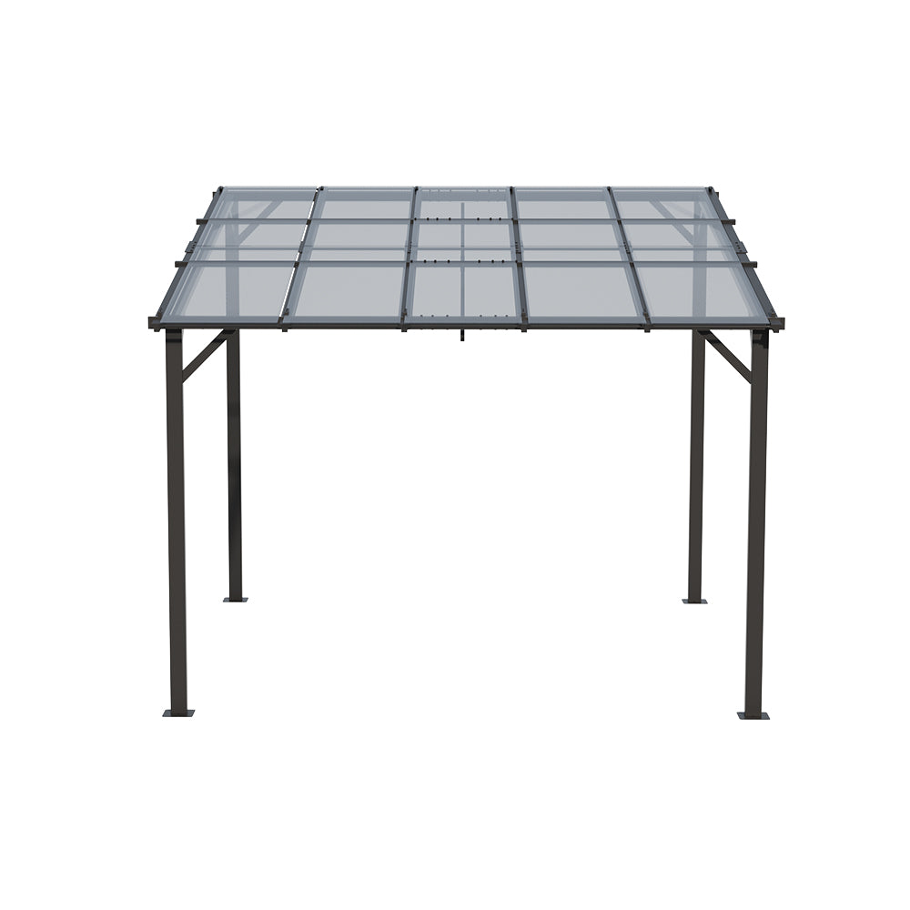 Outdoor Wall-mounted Gazebo Canopy With Polycarbonate Roof, Heavy Duty Patio Pergola Shelter, Uv Resistant Waterproof Sunshade | Medium | Grey