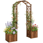 Outsunny Wooden Garden Arch With 2 Planter Boxes, Decorative Garden Arbor