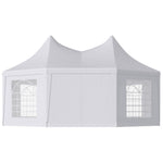6.8x5m Octagonal Marquee Gazebo, Wedding Party Tent, White