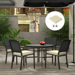 Set Of 4 Outdoor Seat Cushion With Ties, For Patio Furniture | Beige