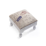 3 Position Footstool Height Adjustable Padded Top White Frame