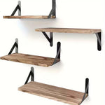 Dyzi Set Of 4 Rustic Wooden Floating Wall Shelves 42cm