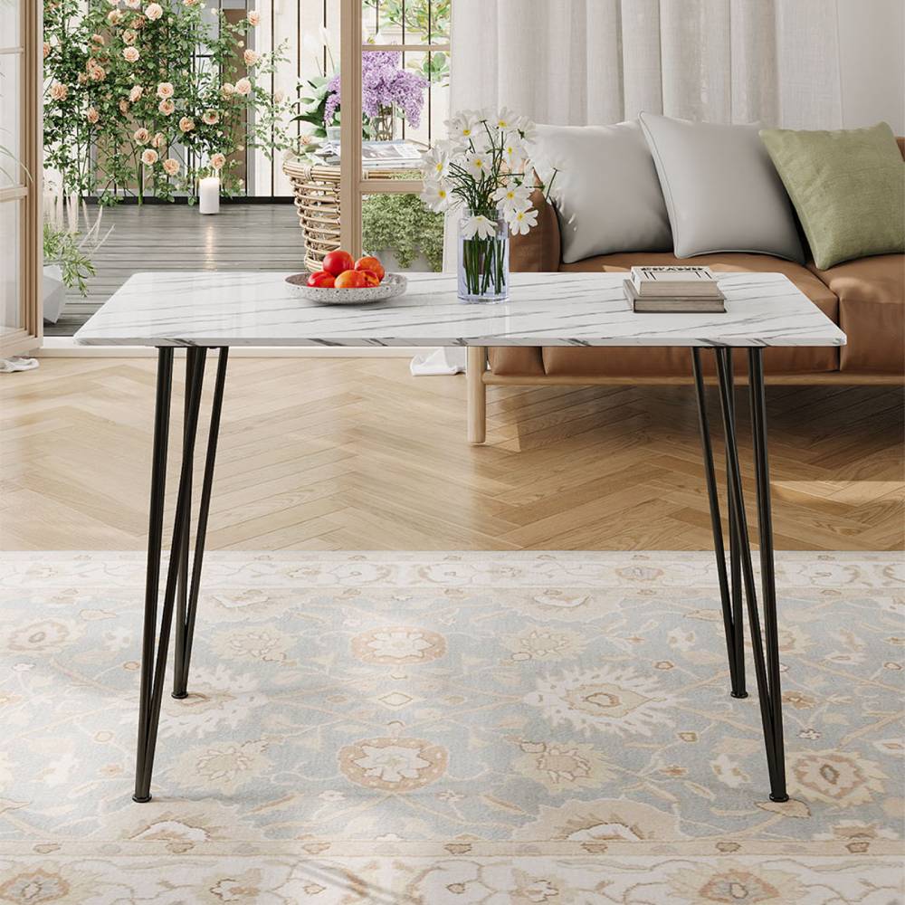 120cm W X 70cm D X 75.5cm H Modern Dining Table With Mdf Tabletop & Metal Legs