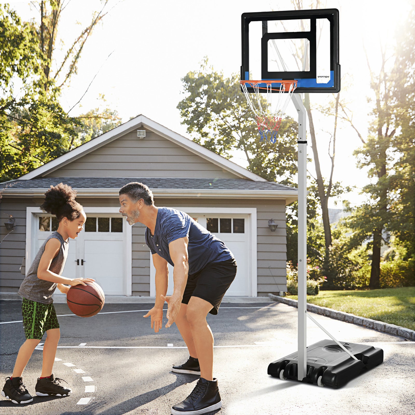 Adjustable Basketball Hoop, Plastic Backboard, Portable