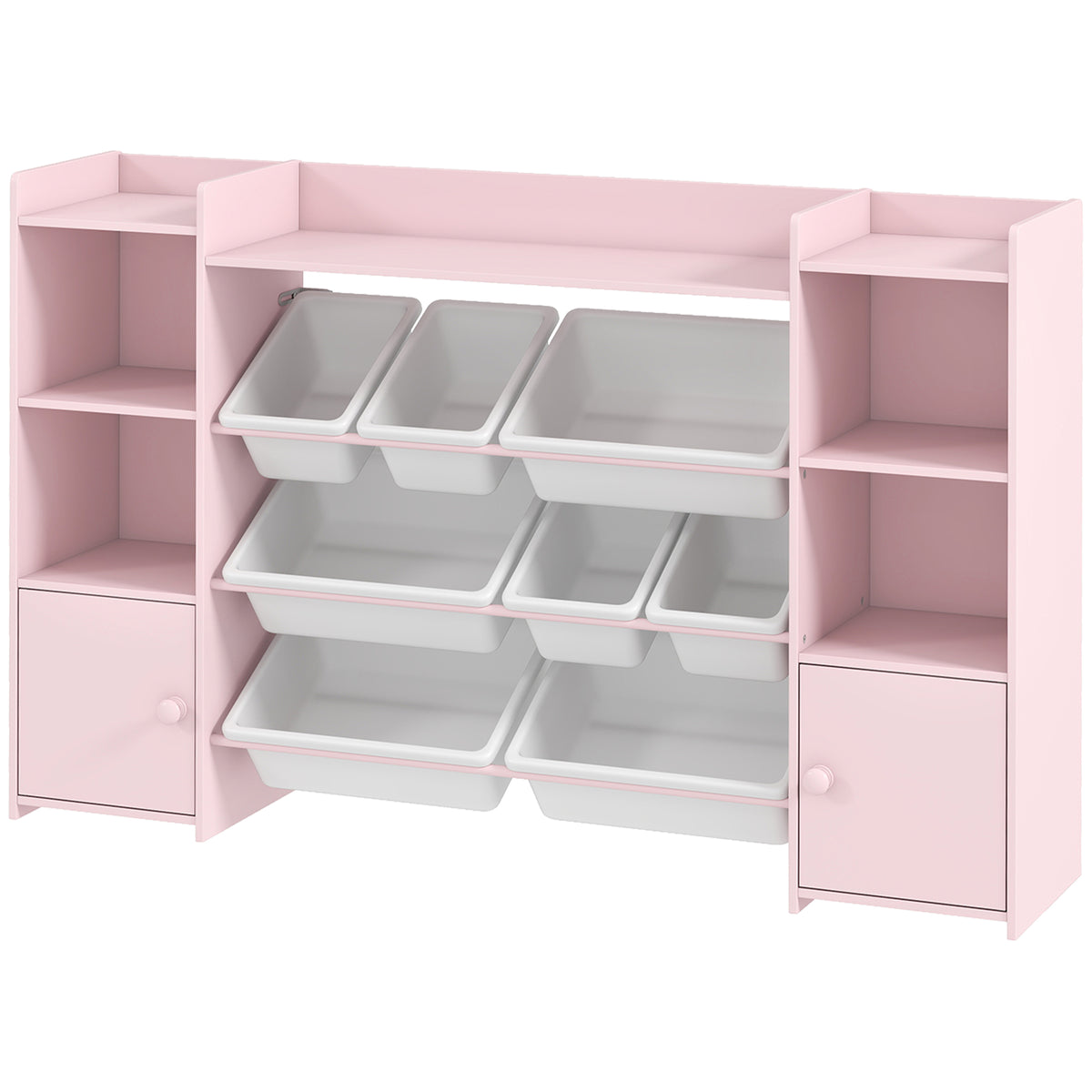 AIYAPLAY Kids Toy Storage Organiser With 8 Removable Storage Bins, Pink