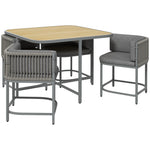 5 Pcs Rattan Set Cube Space-saving, Grey