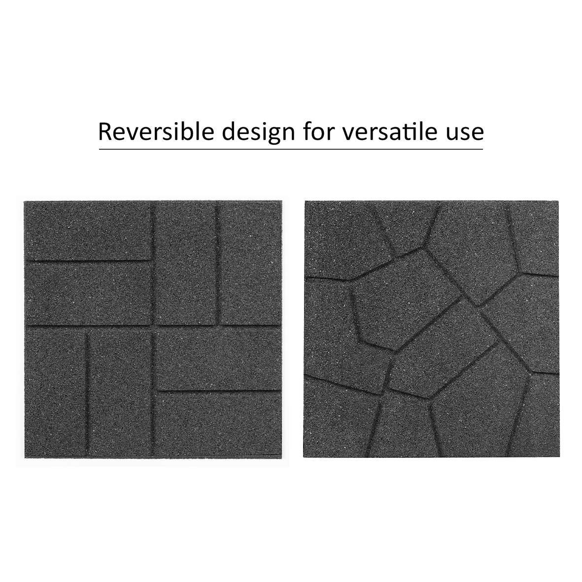 Reversable Garden Stepping Stones Decking Paver 40x40cm | Set of 2 | Dark Grey