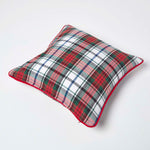 Tartan Check Cotton Cushion Cover | 45cm x 45cm | Red & White