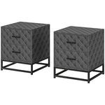 Bedside Table Set Of 2, Nightstand With 2 Drawers Steel Legs | One Size