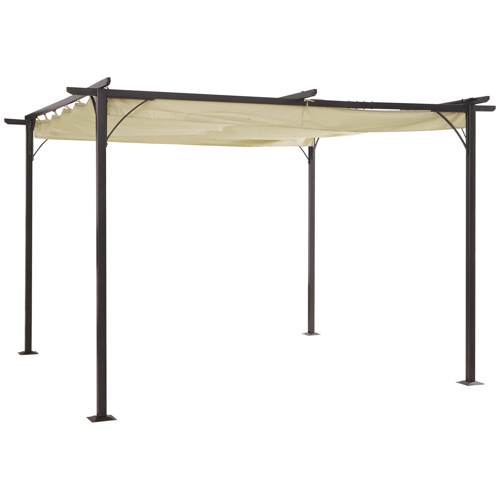 3.5x3.5m Pergola Metal Gazebo Backyard Porch Awning Canopy | Beige