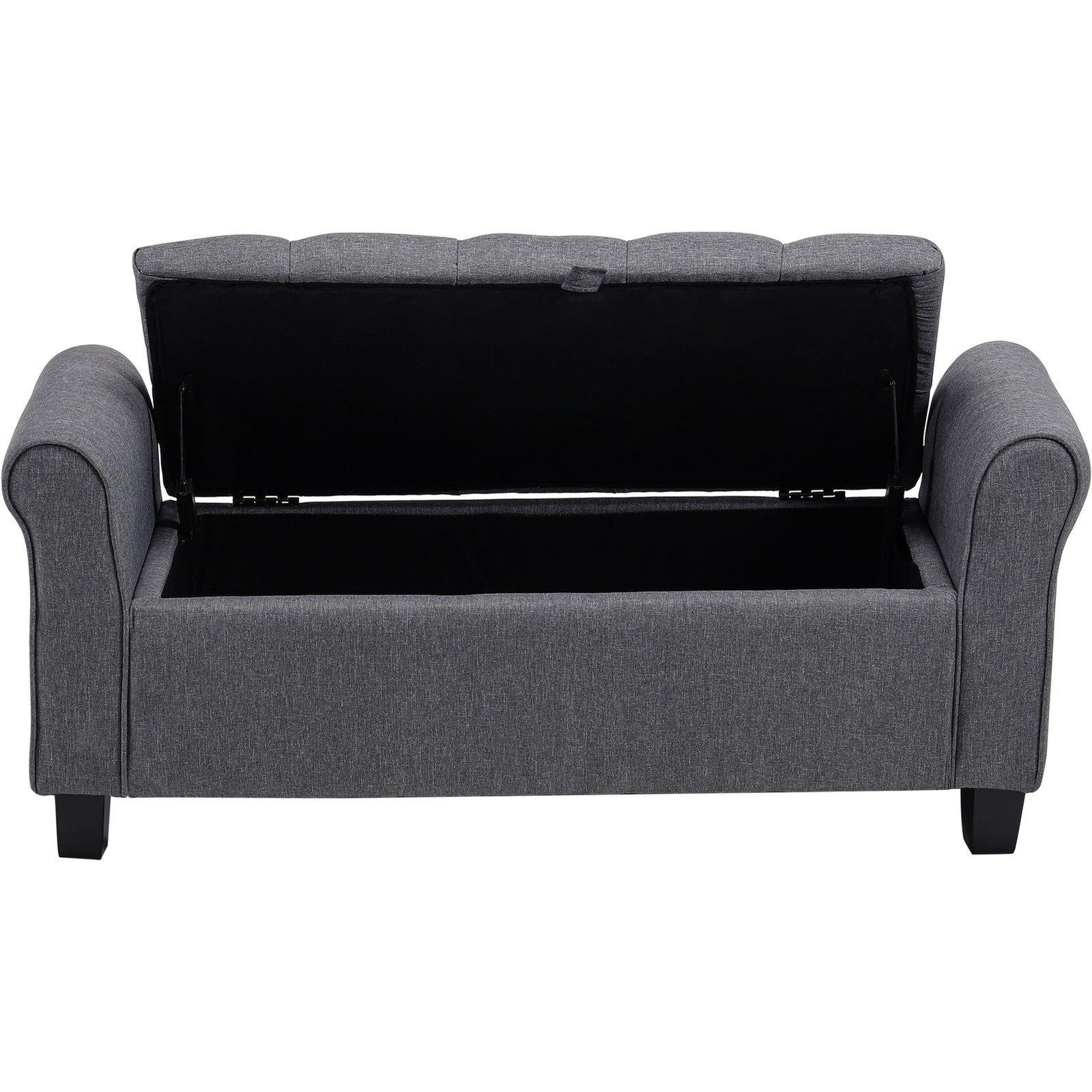Breeins Modern Linen Upholstered Storage Bench With Armrests