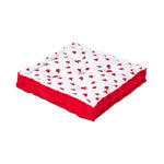 Cotton Hearts Print Floor Cushion | 50cm x 50cm | Red