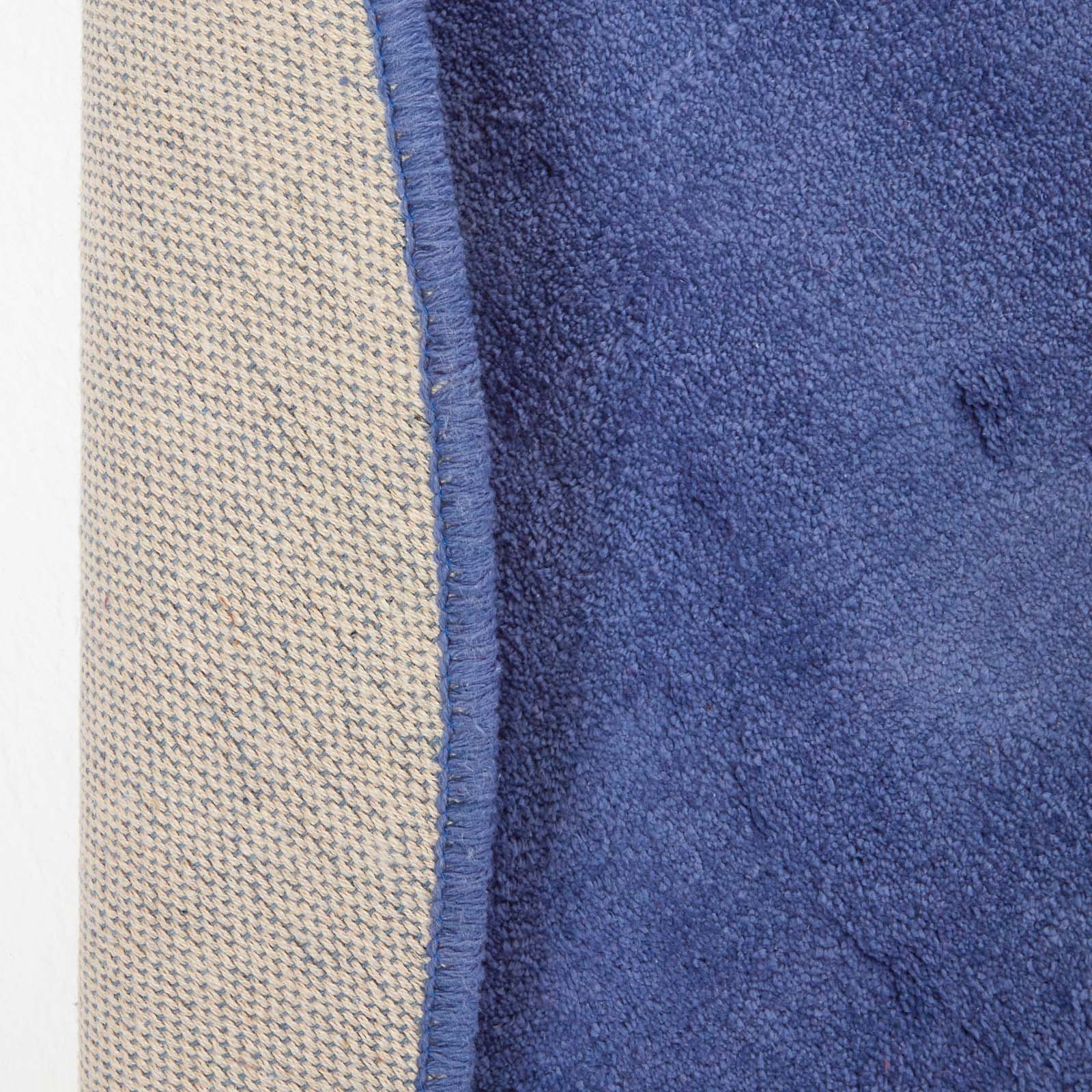 Hand Tufted Plain Cotton Large Round Rug | 70cm x 70cm | Blue