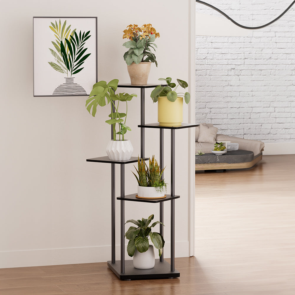5-tier Tall Corner Plant Stand 95cm H Freestanding Plant Display Shelf For Indoor Garden | One Size | Black