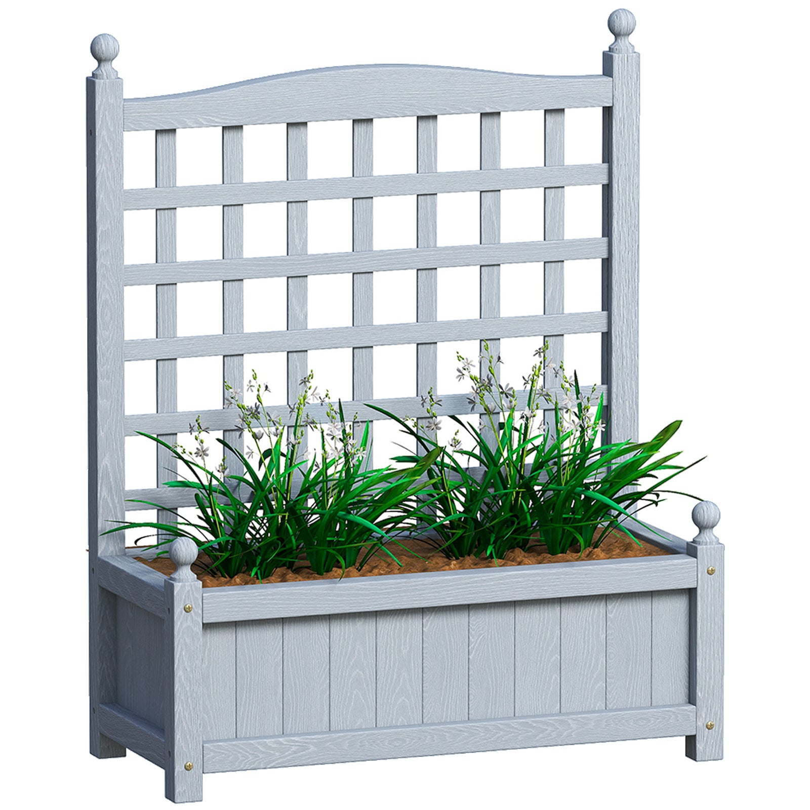 Raised Garden Bed With Trellis Indoor Planters Grey