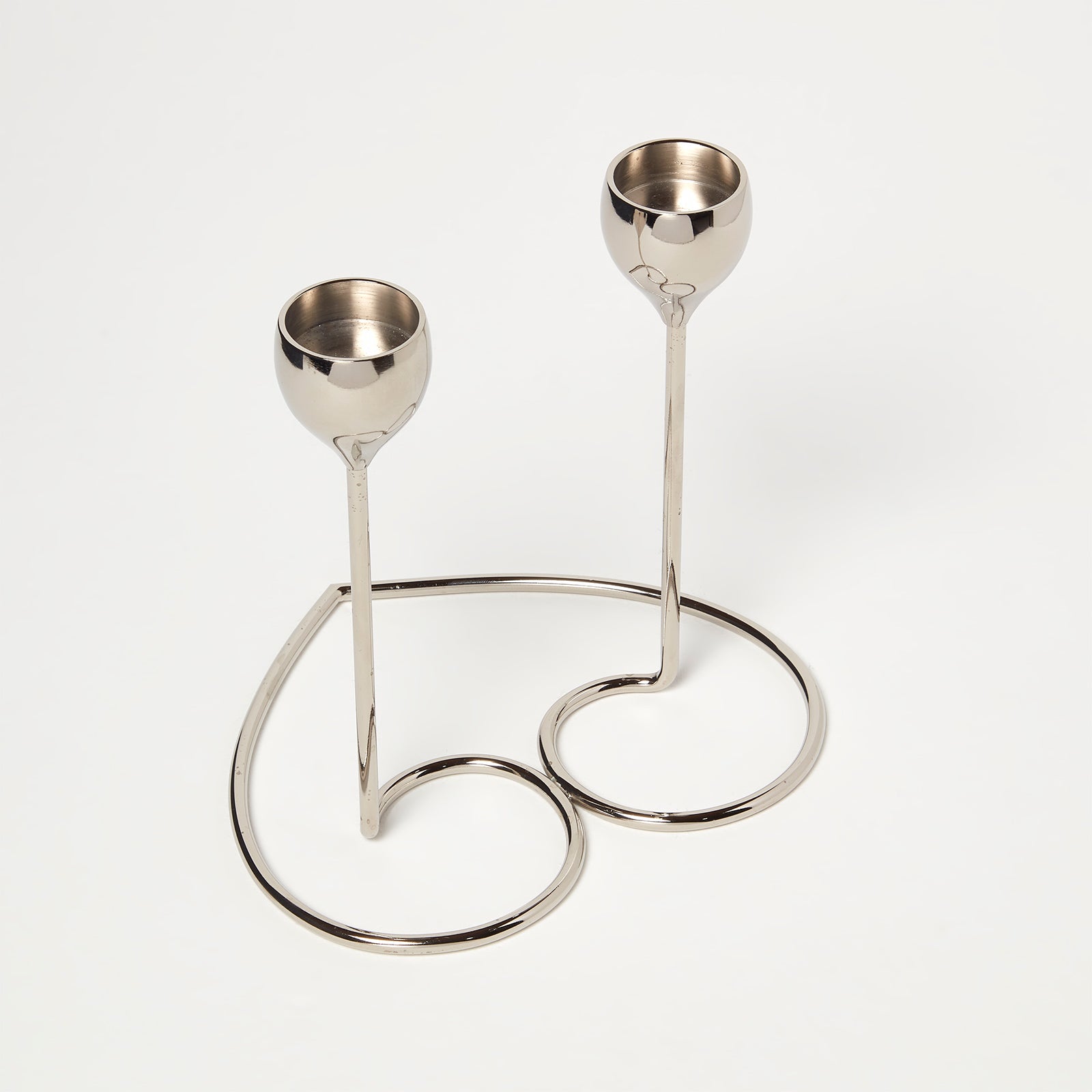HOMESCAPES Dual Dinner Candle Holder Polished