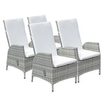 Lisbon Pack Of Rattan Reclining Dining Chairs | Set-of-4 | Mixed Grey