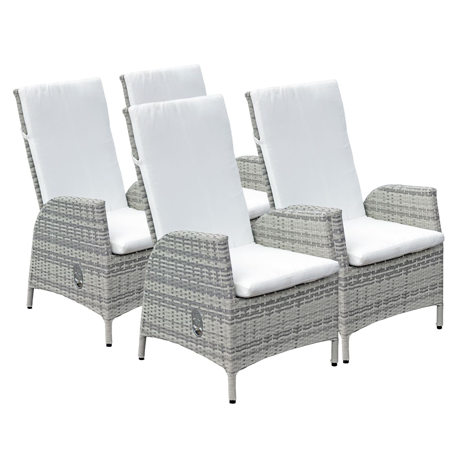 Lisbon Pack Of Rattan Reclining Dining Chairs | Set-of-4 | Mixed Grey