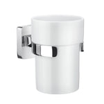 Porcelain Tumbler With Polished Chrome Wall Mount Holder | Polished Chrome