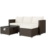 5 Piece Rattan Set With Gas Fire Pit | Brown