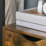 End Table Bedside Desk Slim Storage Cabinet with Shelf | Brown