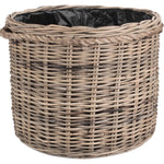 Rattan Rope Handled Rattan Round Planter With Plastic Lining | Set-of-2 | Brown