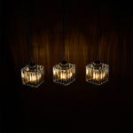 3-light Crystal Pendant Light Height Adjustable Rectangular Ceiling Chandelier | Black