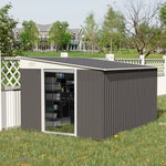 11.3x9.2ft Steel Garden Storage Shed Tool House With Doors