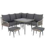 6 Piece Garden Furniture Set Garden Sofa With Cushions | Light Brown