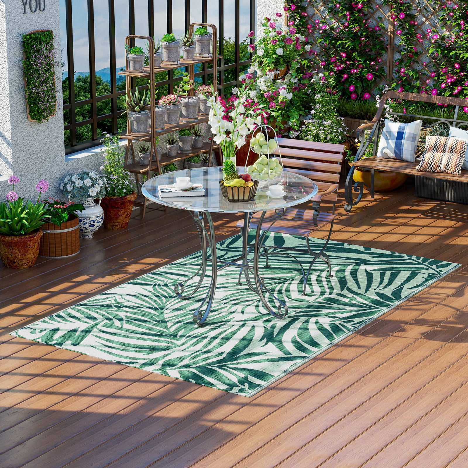 Outsunny Outdoor Rug, 1.5 X 2.4m Patio Floor Mat And White