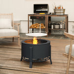 58cm Portable Fire Pit W/ Grill, Black