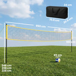SPORTNOW Portable Volleyball Net Set With Adjustable Height Steel Poles