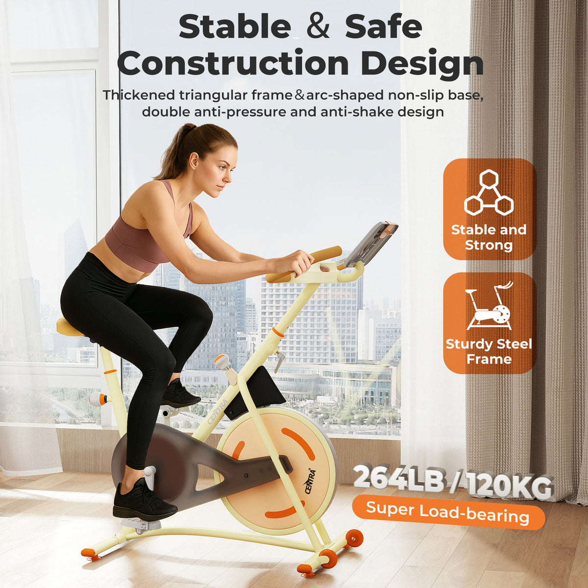 Centra Magnetic Exercise Bike 120kg Indoor Spin Bike With Lcd Display And App