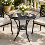 Cast Aluminium Round Patio Dining Table For Outdoor Garden - 60cm Dia X 62 Cm H