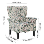 Breeins Pastoral Linen Upholstered Armchair With Wooden Legs