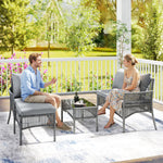 3 Piece Rattan Garden Furniture Set With Cushions | Dark Grey