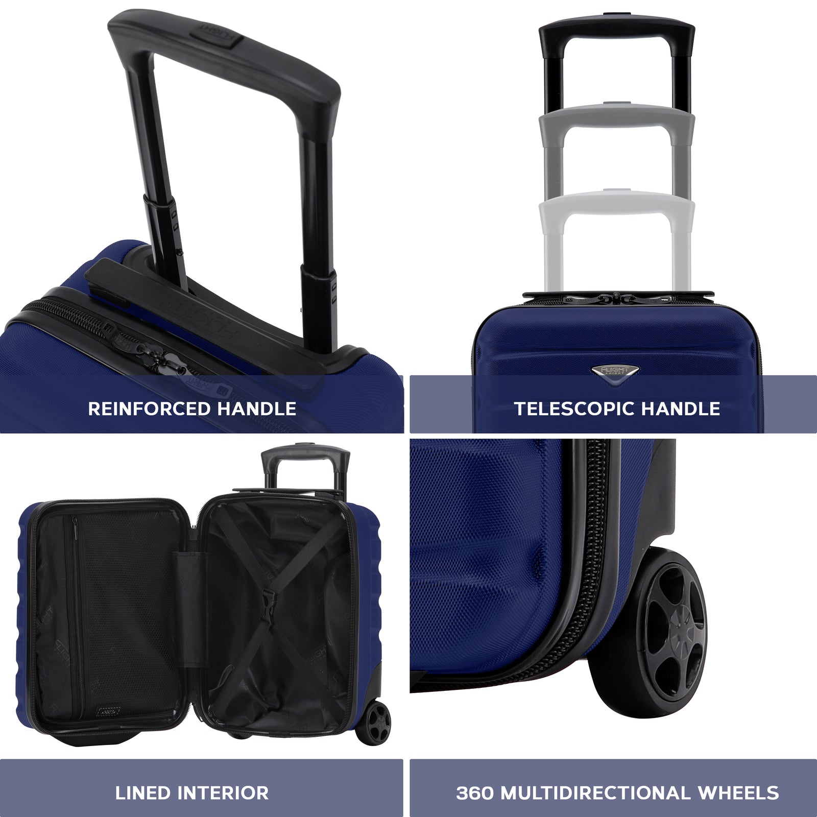 45x36x20cm Cabin Carry On Luggage with Medium Case and Large Size Check-in Hold Suitcase | Cabin | Navy Blue