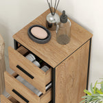 HOMCOM Narrow Bathroom Storage Cabinet With 4 Drawers For Small Spaces, Oak