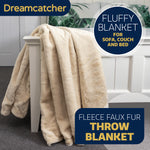 Blanket Throw Soft Faux Fur 160 X 130cm Fleece Overblanket Fluffy Blanket  For Sofa & Beds | L | Cream