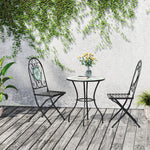 Outdoor 3pc Bistro Set Dining Folding Chairs Patio Furniture