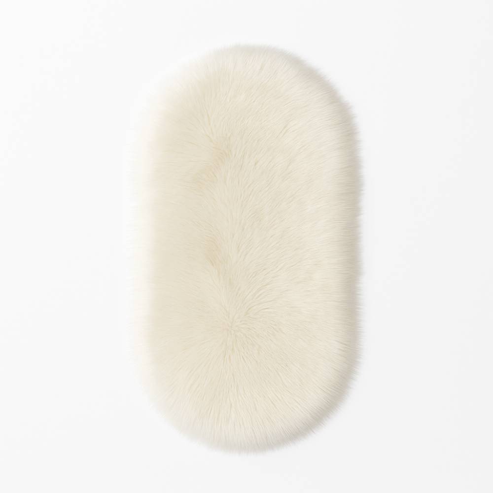 Oval Fluffy Shaggy Area Rug Super Soft Plush Carpet For Bedroom | Large | White