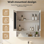 Bathroom Mirror Cabinet Storage Toilet Cupboard Wall Mounted Shelves | White