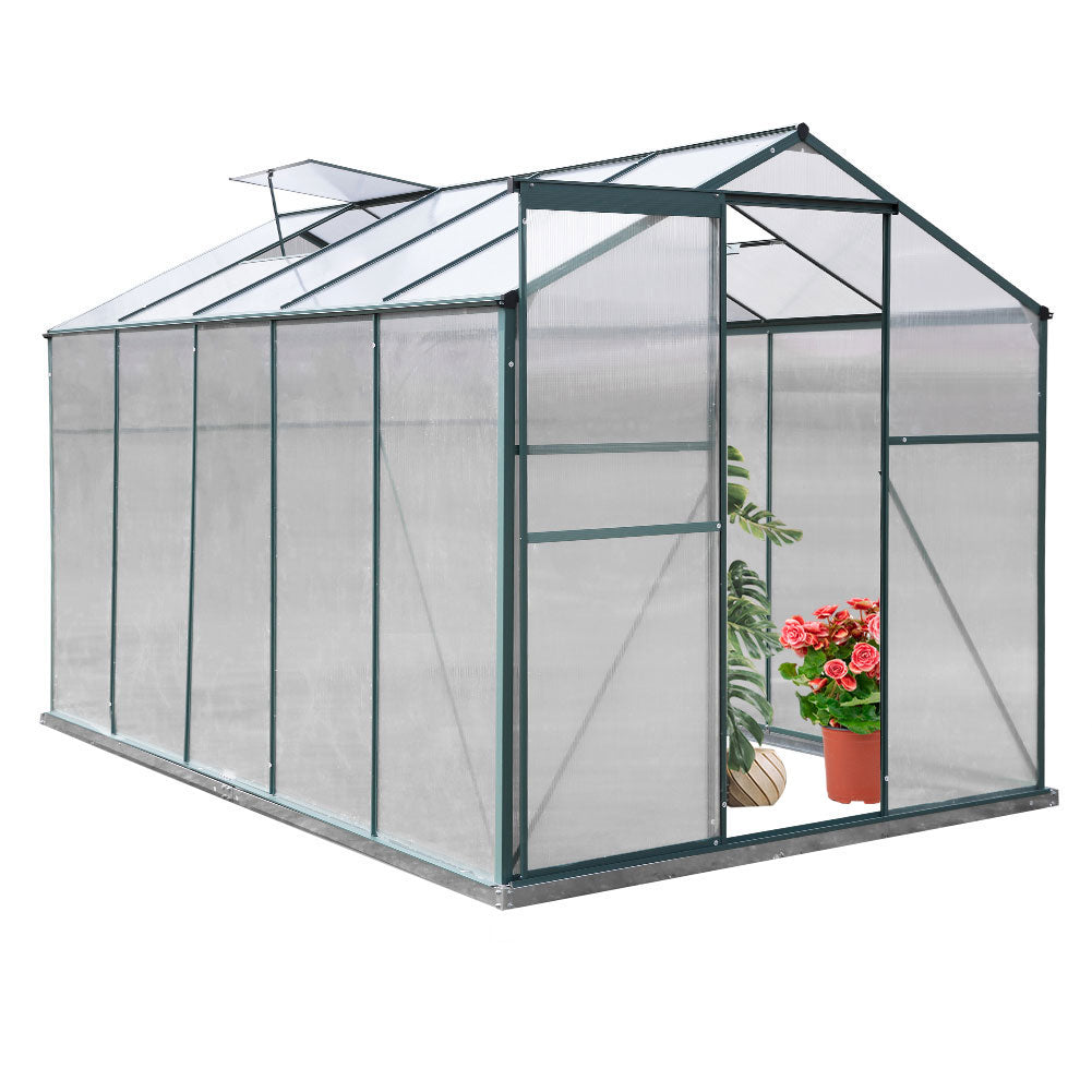 10 x 4/6/8/10 FT Green Aluminium Hobby Greenhouse With Openable Window | XL | Clear