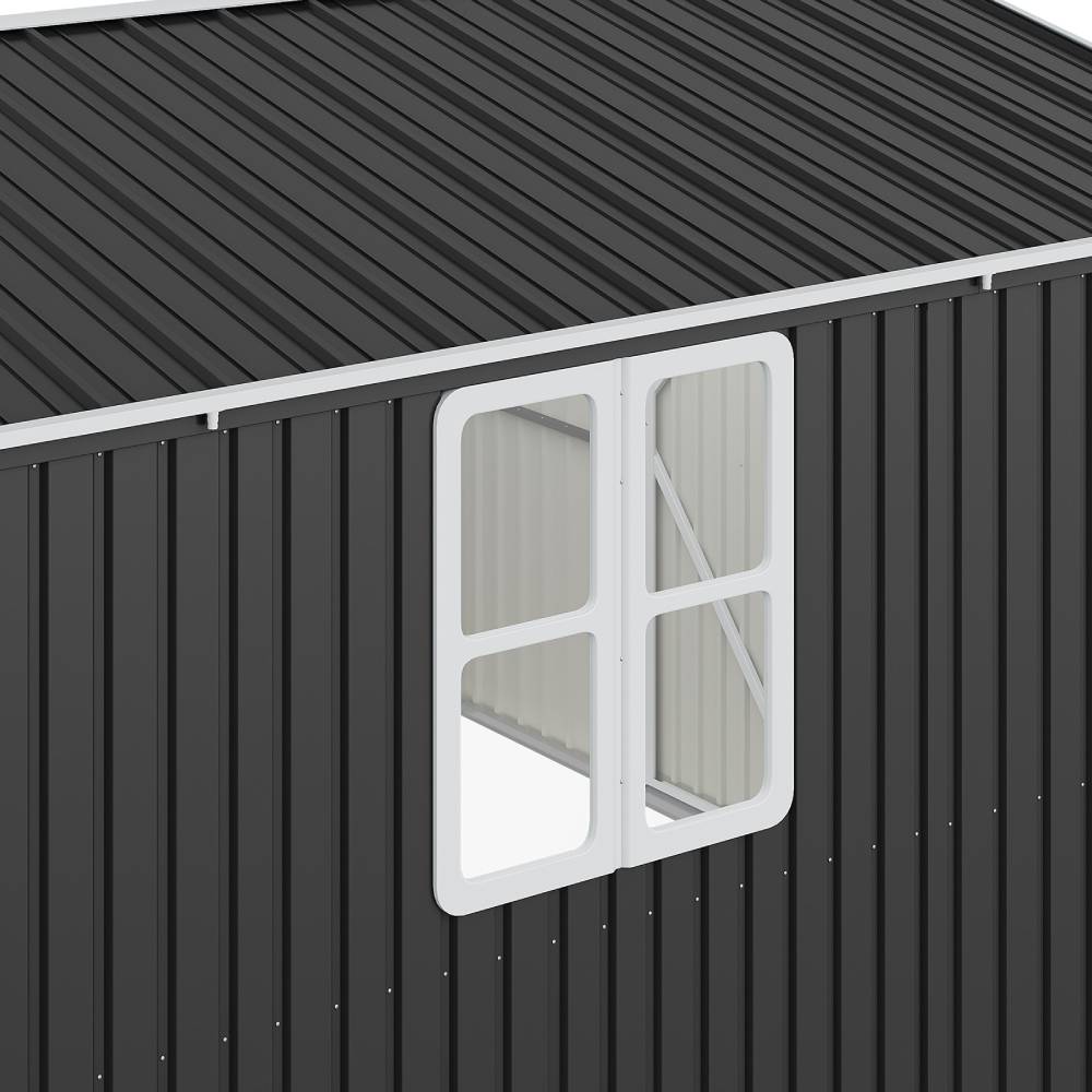10x12ft Large Metal Storage Shed With Lockable Double Doors, 2 Windows, 4 Vents – Spacious Outdoor Tool Shed