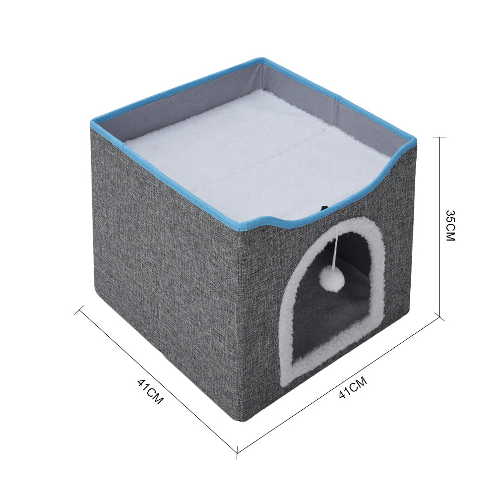 Foldable Multifunctional Cat Bed With Scratching Pad | Dark Grey