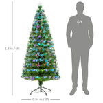 6ft Multicoloured Artificial Christmas Tree W/ Pre-lit Modes Metal Stand | 6ft | Green